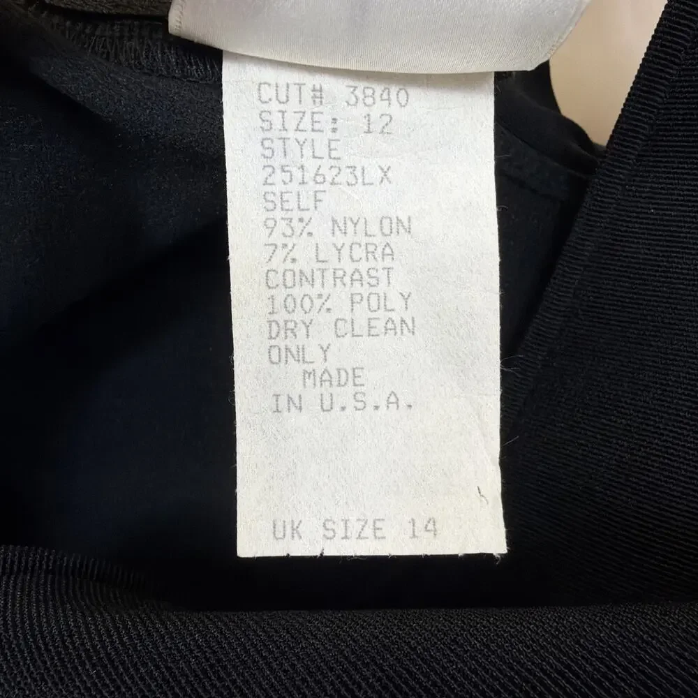 NWT Vintage Tadashi Shoji Black Mixed Material Maxi Gown Size 12 Made in USA - Picture 10 of 11